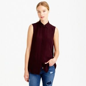 NWT J. Crew Silk Wine Sleeveless Blouse 00 XS